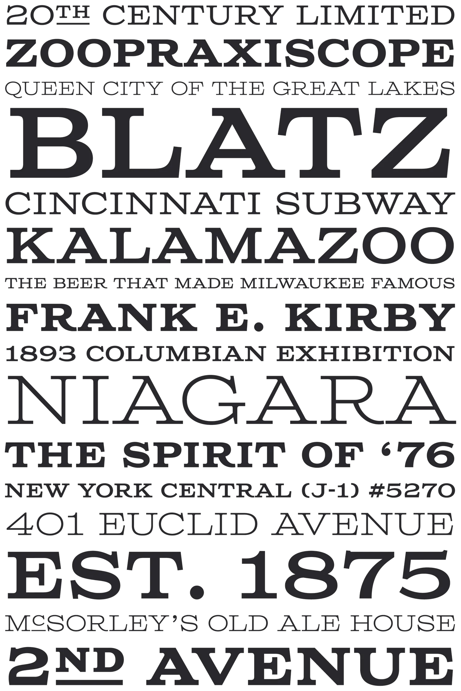 Columbia Titling font sample